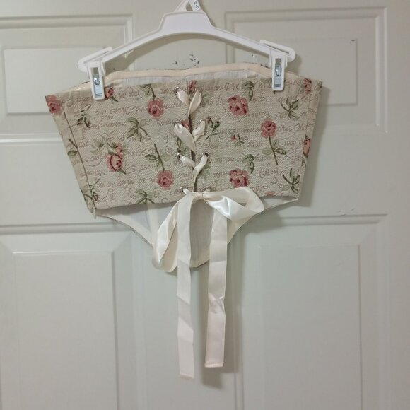Steps New York Floral Corset Top With Lace-Up Back & Ribbon Sash Size S Womens - Picture 3 of 10
